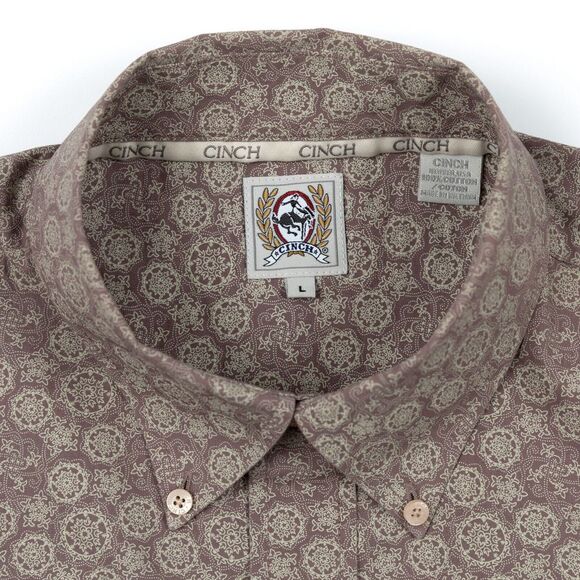 Cinch Western Shirt Mens Large Geometric Long‎ Sleeve Button Rodeo Cowboy Ranch - Picture 7 of 11
